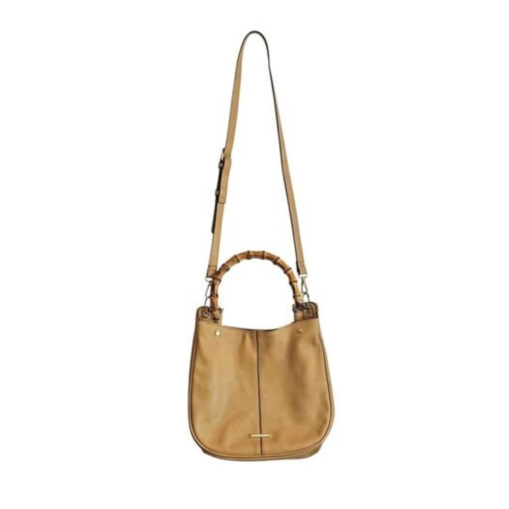 Enzo Angiolini Vegan Leather Handbag With Bamboo Clutch & Adjustable Strap